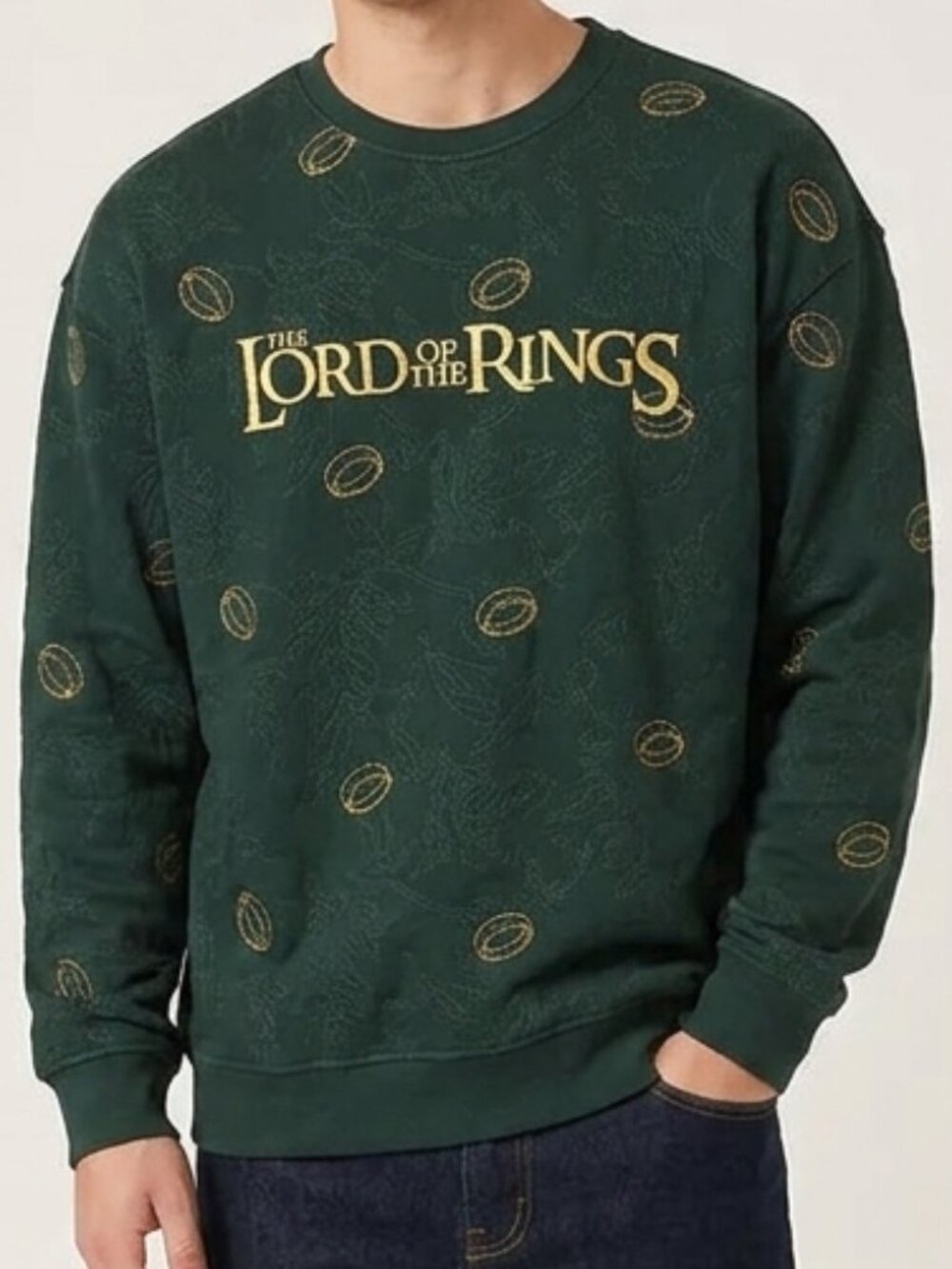 The Lord of the Rings Embroidered Ring leaf sweater men’s Medium Boxlunch